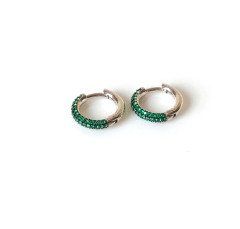 Yeşil Taşlı Gümüş Halka Küpe