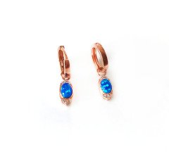 Turkuaz Taşlı Rose Gümüş Küpe