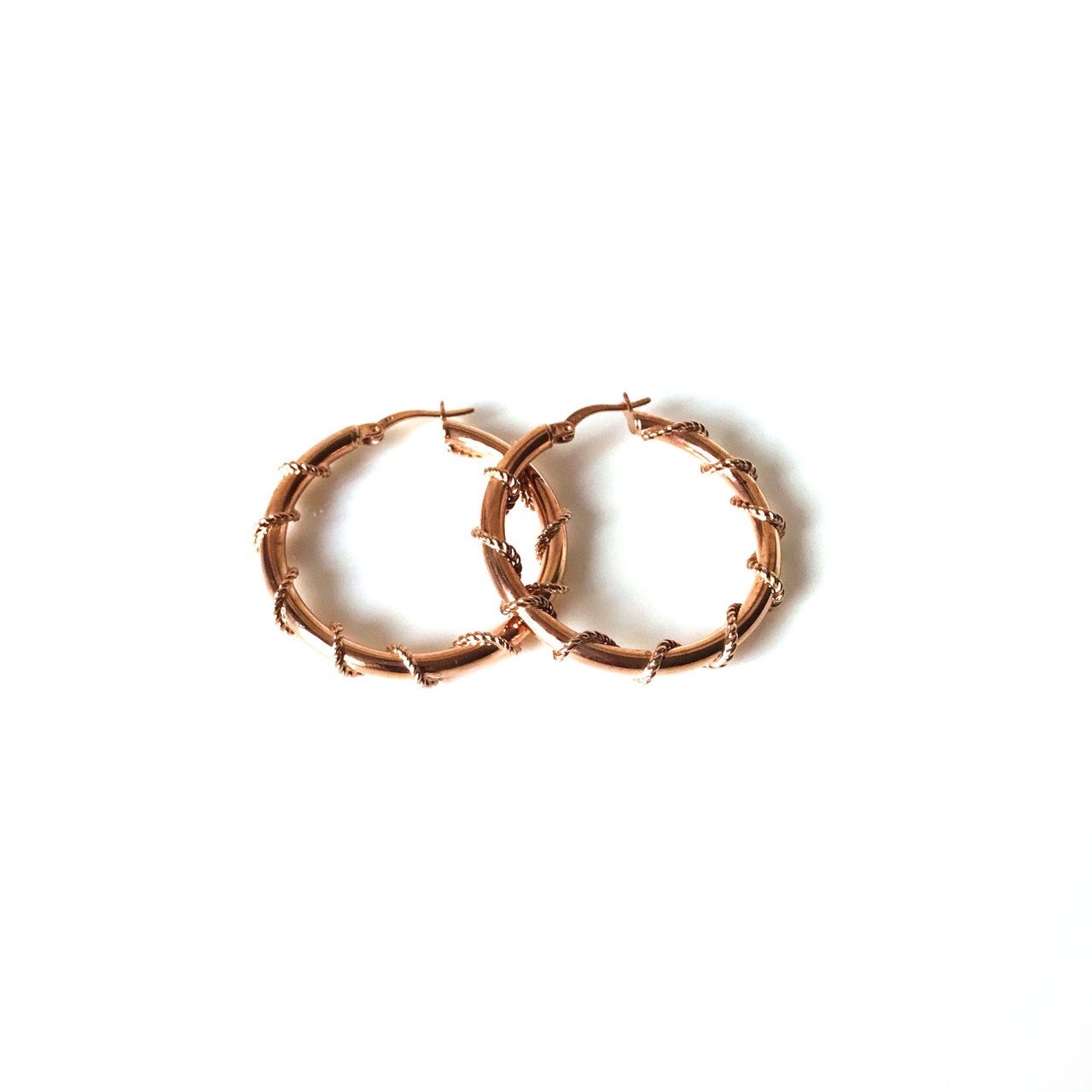 Telli Halka Rose Gümüş Küpe