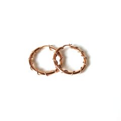 Telli Halka Rose Gümüş Küpe