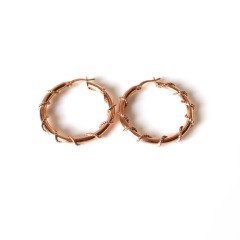 Telli Halka Rose Gümüş Küpe