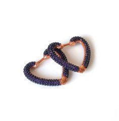 Mor Taşlı Gümüş Kalp Küpe