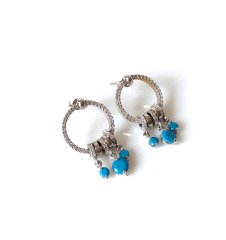 Mavi Taşlı Gümüş Küpe