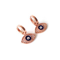 Nazar Boncuklu Göz Gümüş Küpe