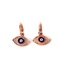 Nazar Boncuklu Göz Gümüş Küpe