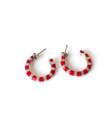 Kırmızı Mineli Taşlı Gümüş Küpe