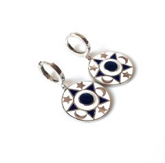 Yıldız ve Hilal Detaylı Gümüş Küpe