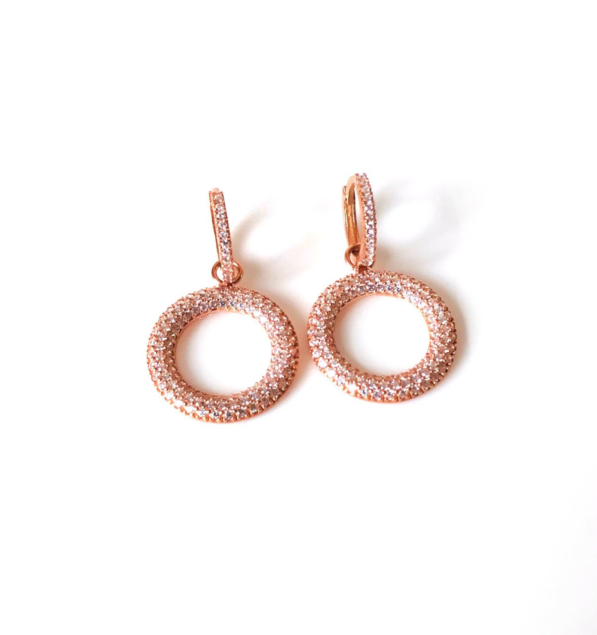 Taşlı Rose Gümüş Küpe