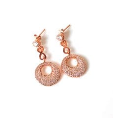 Taşlı Rose Gümüş Küpe