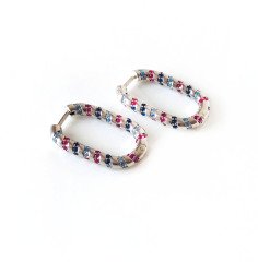 Renkli Zirkon Taşlı Gümüş Küpe