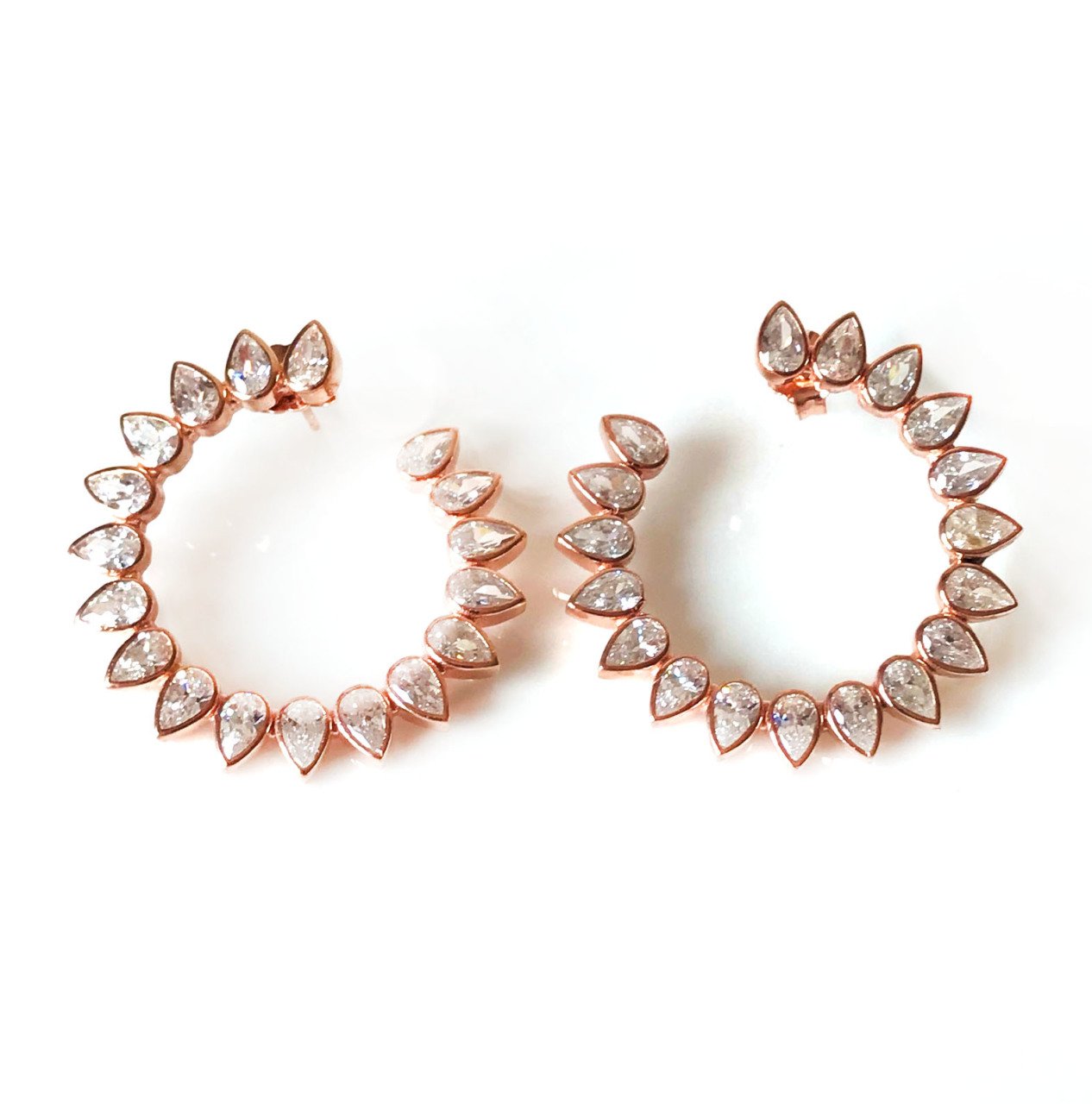 Damla Taşlı Rose Gümüş Küpe