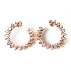 Damla Taşlı Rose Gümüş Küpe