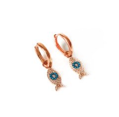 Taşlı Balık Detay Gümüş Küpe