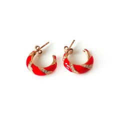 Taşlı Kırmızı Mineli Gümüş Küpe