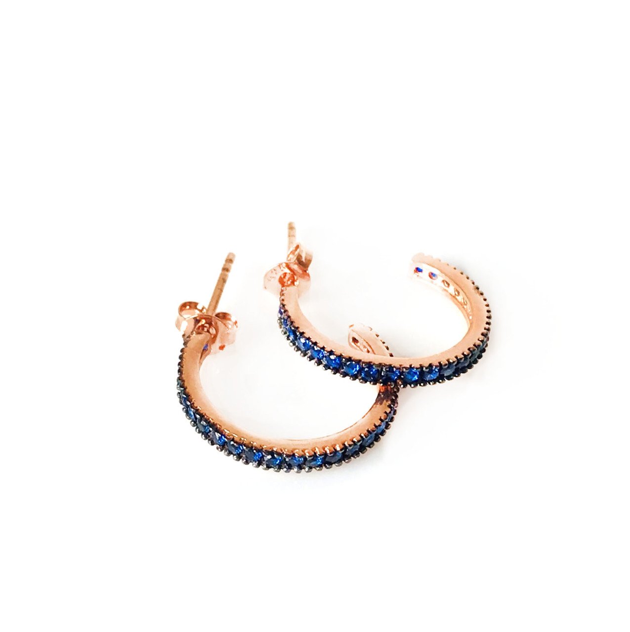 Lacivert Taşlı Gümüş Küpe