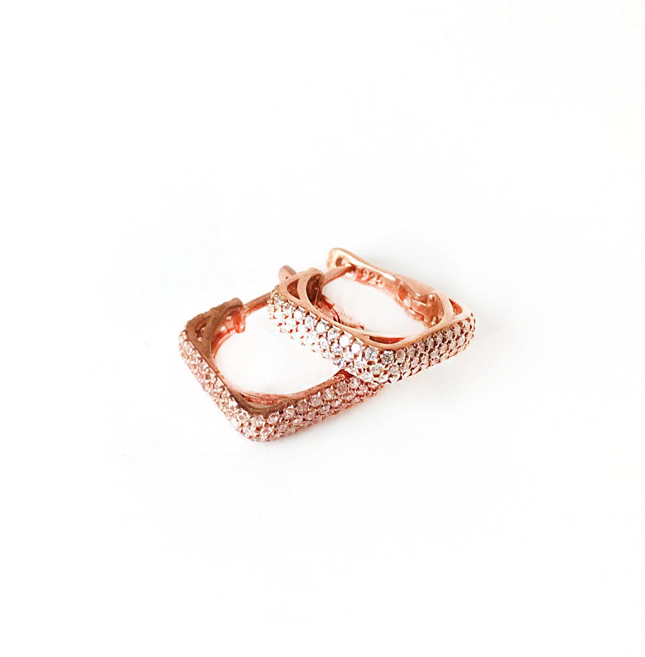 Taşlı Tamtur Rose Gümüş Küpe