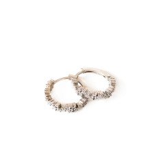 Taşlı Gümüş Halka Küpe