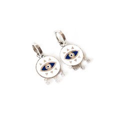 Göz Detaylı Taşlı Gümüş Küpe