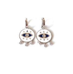 Göz Detaylı Taşlı Gümüş Küpe