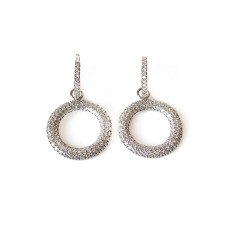 Taşlı Halka Gümüş Küpe