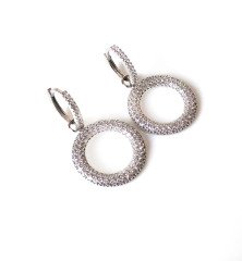 Taşlı Halka Gümüş Küpe