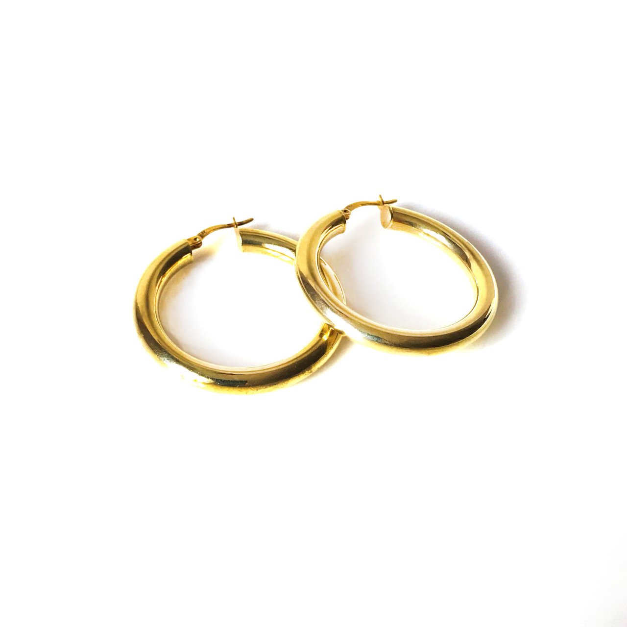 Halka Gold Renk Gümüş Küpe