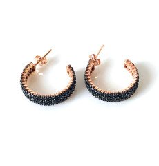 Siyah Tamtur Rose Gümüş Küpe