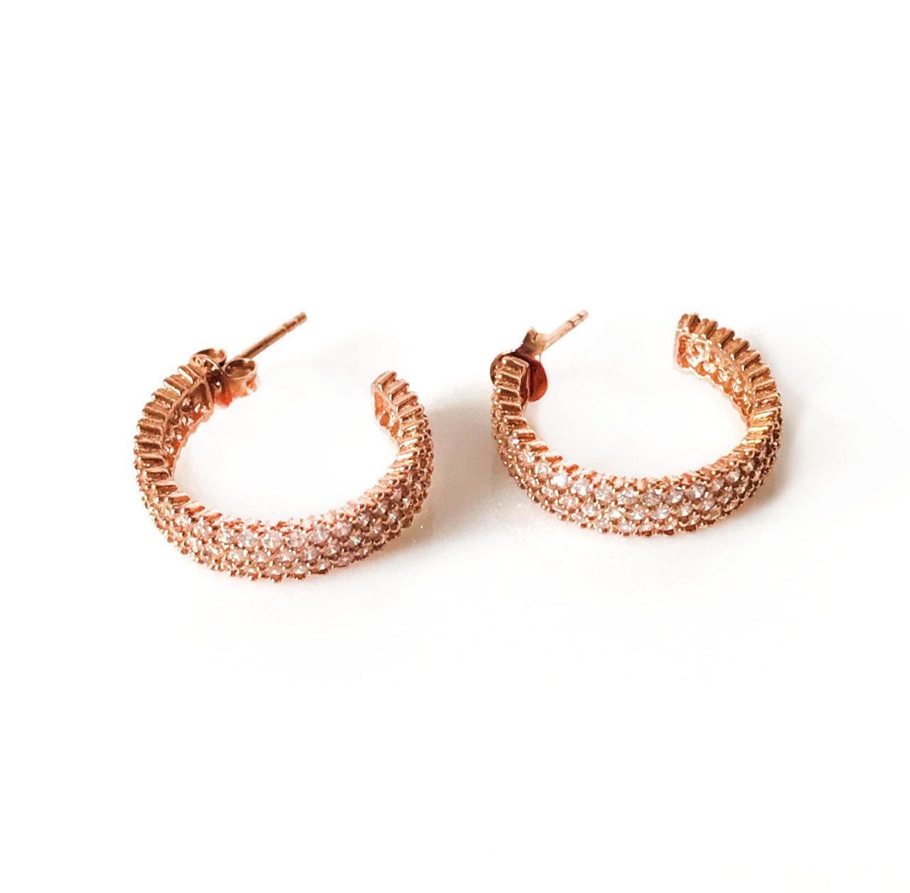 Taşlı Tamtur Rose GümüşKüpe