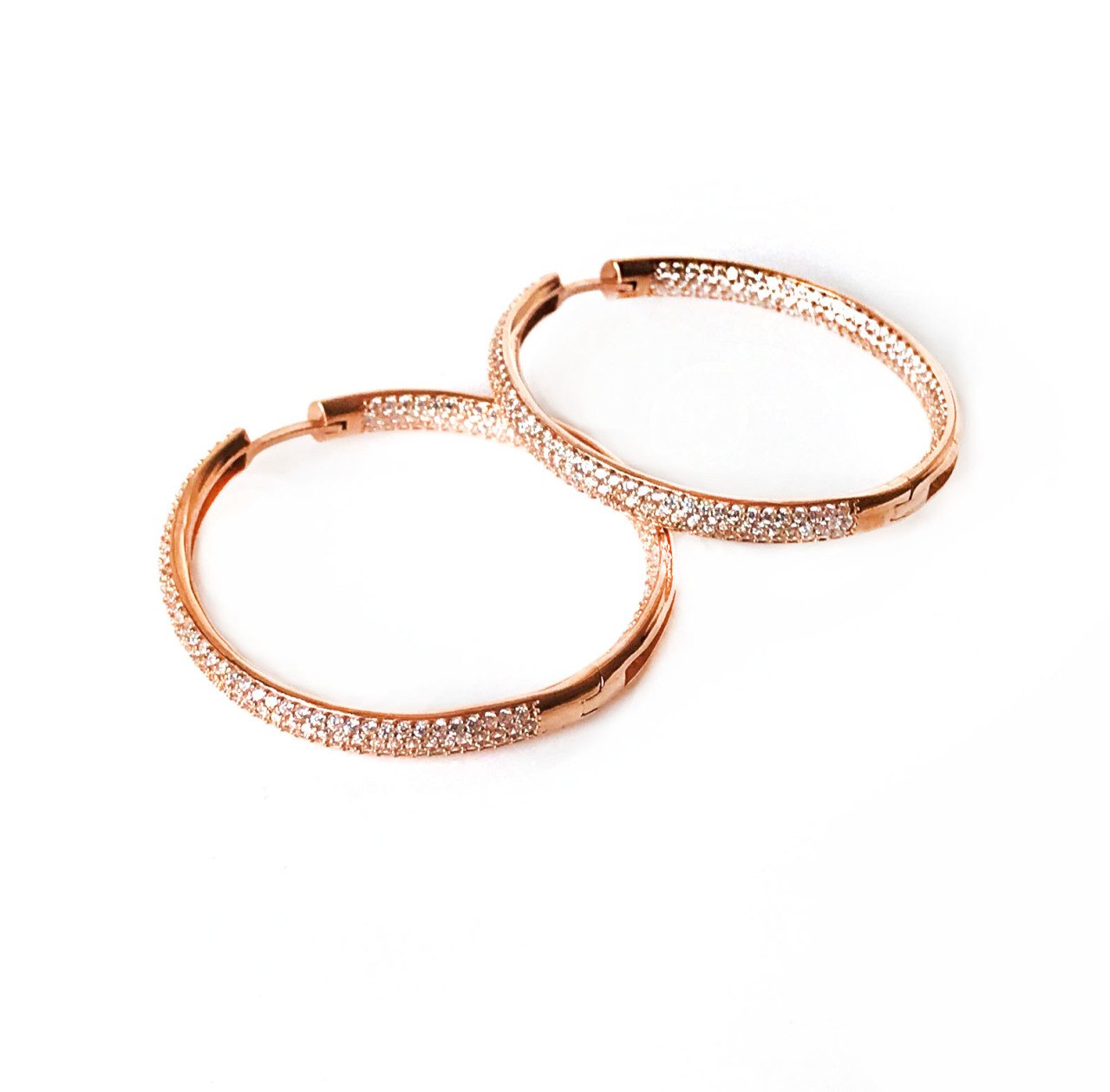 Taşlı Halka Gümüş Küpe