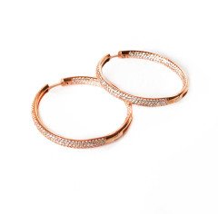 Taşlı Halka Gümüş Küpe