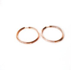 Taşlı Halka Gümüş Küpe