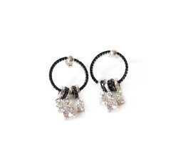 Siyah Zirkon Taşlı Gümüş Küpe