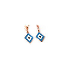 Mavi Beyaz Detaylı Gümüş Küpe