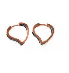 Renkli Zirkon Taşlı Kalp Gümüş Küpe