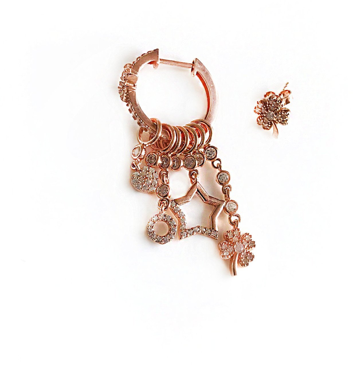 Kutup Yıldızı ve Yonca Detaylı Şans Küpesi