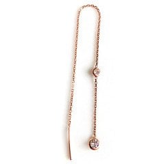 Taşlı Zincir Gümüş Küpe